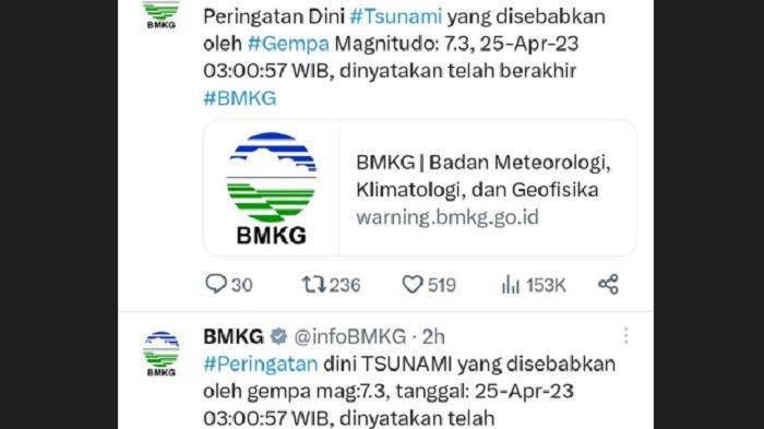 BMKG Cabut Status Peringatan Tsunami Gempa Mentawai Magnitudo 7,3