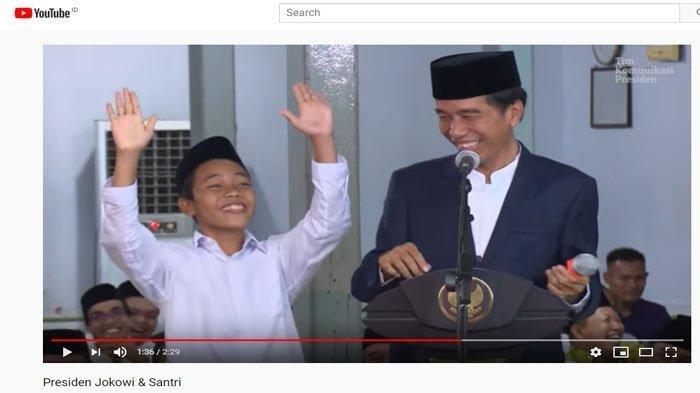 Video santri sebut Prabowo Subianto menteri Jokowi pada tahun 2016 kembali viral baru-baru ini, Senin (21/10/2019) (YouTube Presiden Jokowi)
