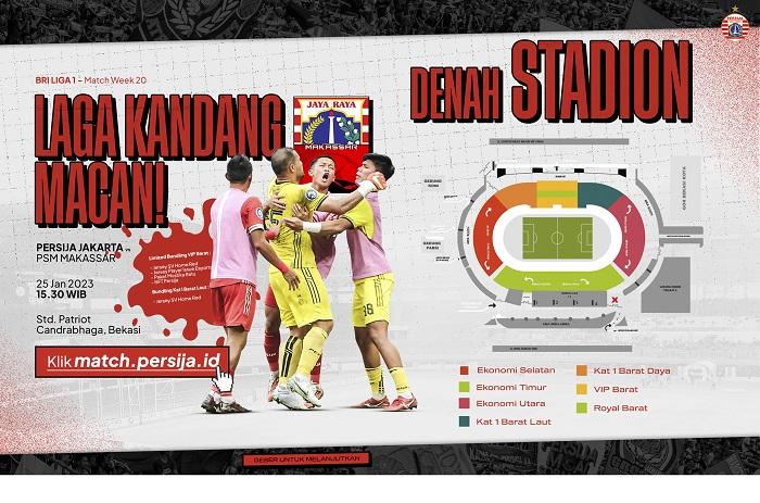 Harga Tiket Laga Persija Jakarta vs PSM Makassar Bisa Dipesan Mulai Rp 25.000 Sampai Rp 350.000