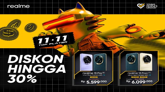 Realme Tebar Diskon Ponsel dan AIoT hingga 30 Persen di  Festival Belanja Online 11.11 Top Player