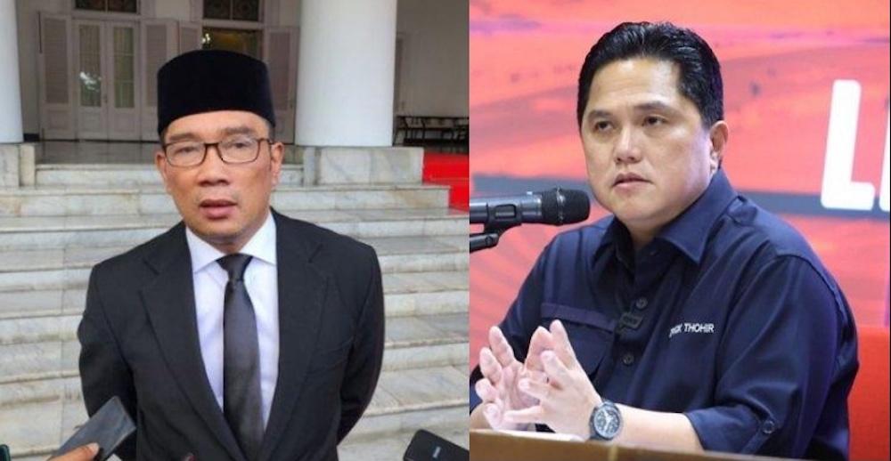 Dipasangkan dengan Prabowo, Erick Thohir Ungguli Ridwan Kamil dan Sandiaga Uno sebagai Cawapres
