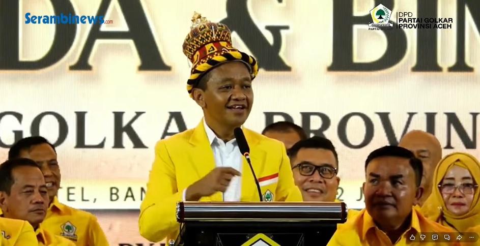Ketum Golkar Bahlil Lantik Pengurus DPD Aceh, Instruksikan Tambah Kursi Legislatif di 2029 - Wartakotalive.com
