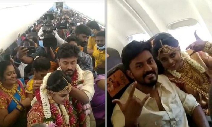 PENGANTIN India Nekat Gelar Pesta Nikah di Udara untuk Hindari Lockdown di Darat,Ratusan Orang Hadir