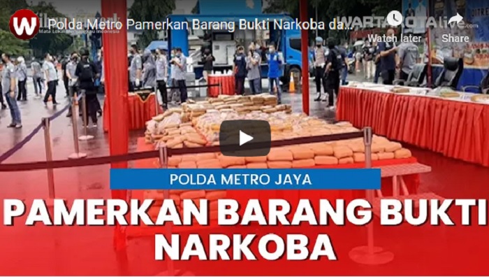 Polda Metro Jaya Pamerkan Hasil Pengungkpan Kasus Narkoba Berupa Barang Bukti dan Puluhan Tersangka