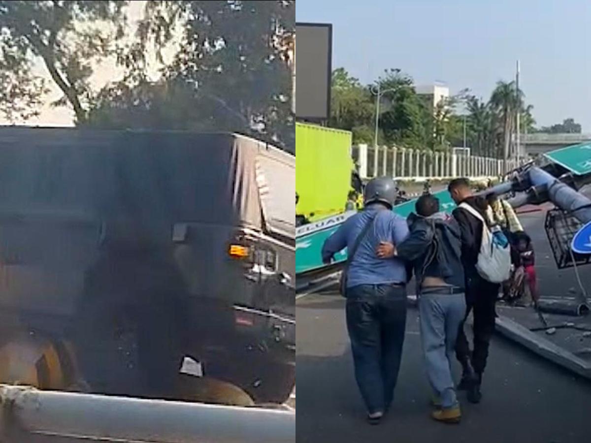 Sopir Diduga Mengantuk, Kendaraan Pelat Dinas TNI Tabrak Tiang Exit Toll Slipi Depan Gedung DPR RI - Wartakotalive.com