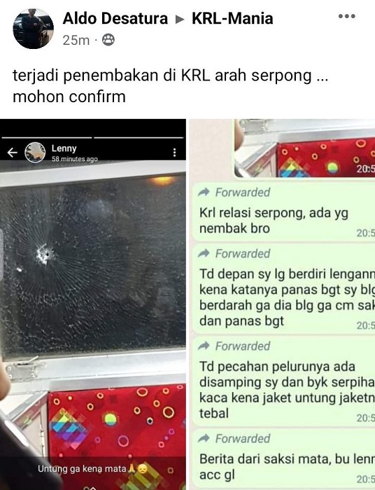 PT KAI Commuter Prihatin Ada Penembakan Orang tak Dikenal di KRL Arah Serpong
