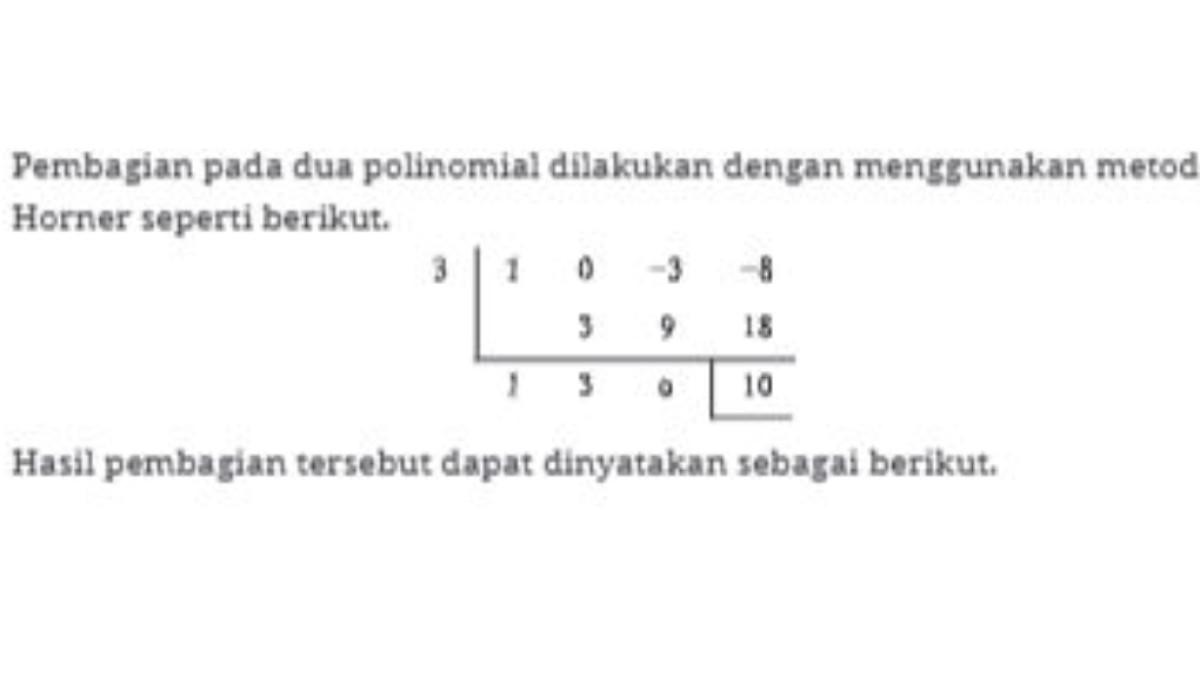 KUNCI JAWABAN - Tangkapan layar soal pembagian polinomial nomor 2 yang diambil pada laman resmi buku.kemendikdasmen.go.id pada Jumat (10/10/2025).