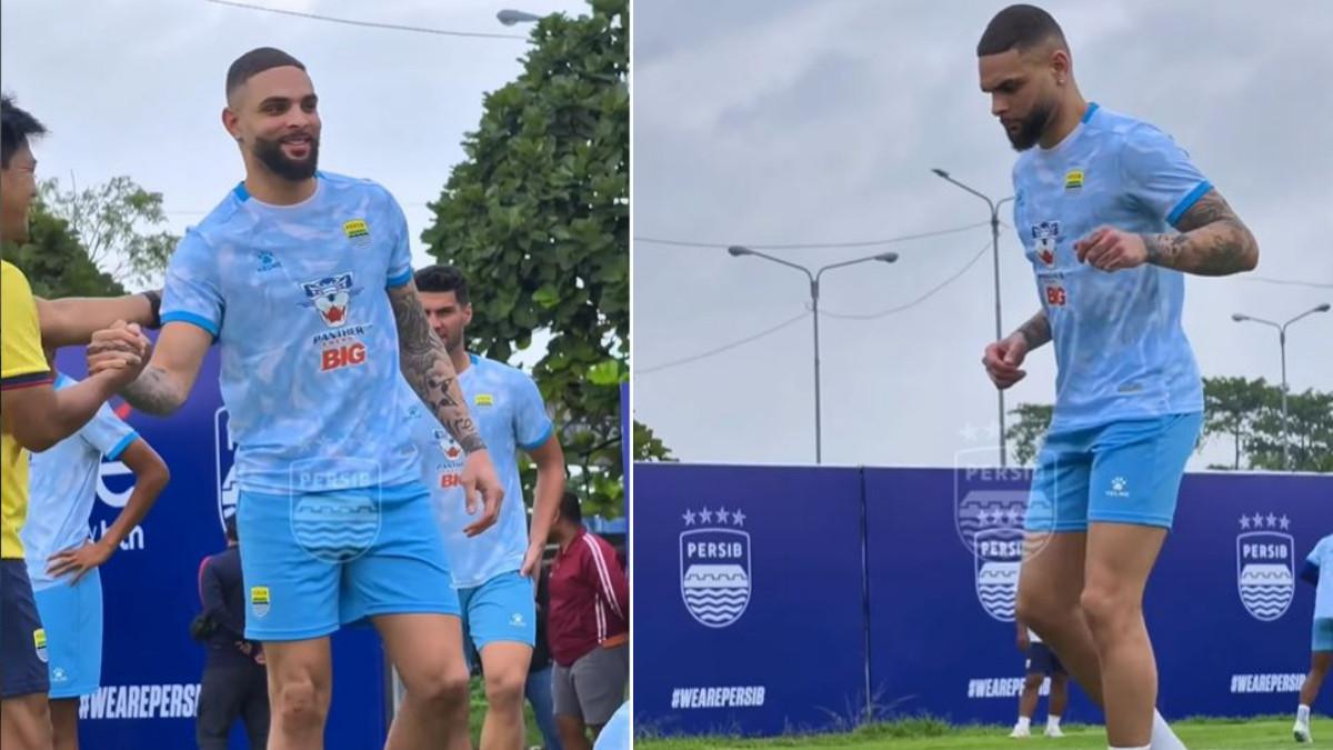 Momen Layvin Kurzawa bergabung dalam sesi latihan Persib Bandung di kawasan Stadion Gelora Bandung Lautan Api (GBLA), Rabu (28/1/2026).