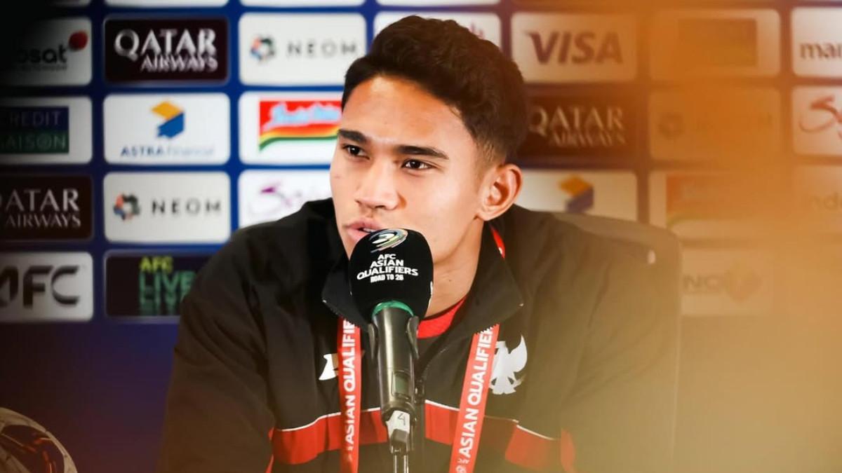 RUMOR TRANSFER MARSELINO FERDINAN - Potret Marselino Ferdinan saat konferensi pers bersama Timnas Indonesia.