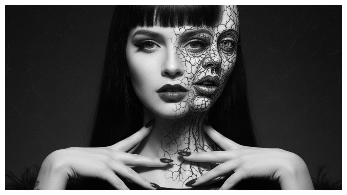 PROMPT AI HALLOWEEN - Tokoh Tomie - Junji Ito yang dibuat dengan prompt Gemini AI