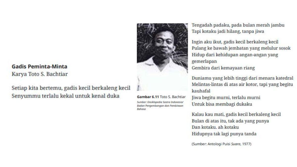 KUNCI JAWABAN - Puisi untuk soal Bahasa Indonesia Kelas 10 SMA Bab 6 halaman 252.