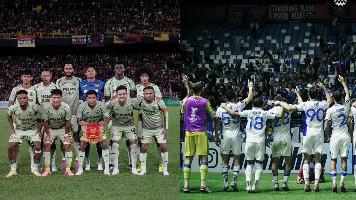 AFC CHAMPIONS LEAGUE TWO 2025/2026 - Para pemain Selangor FC (kiri) dan penggawa Persib Bandung saat menjumpai Bobotoh di gelaran ACL Two 2025/2026 (kanan).