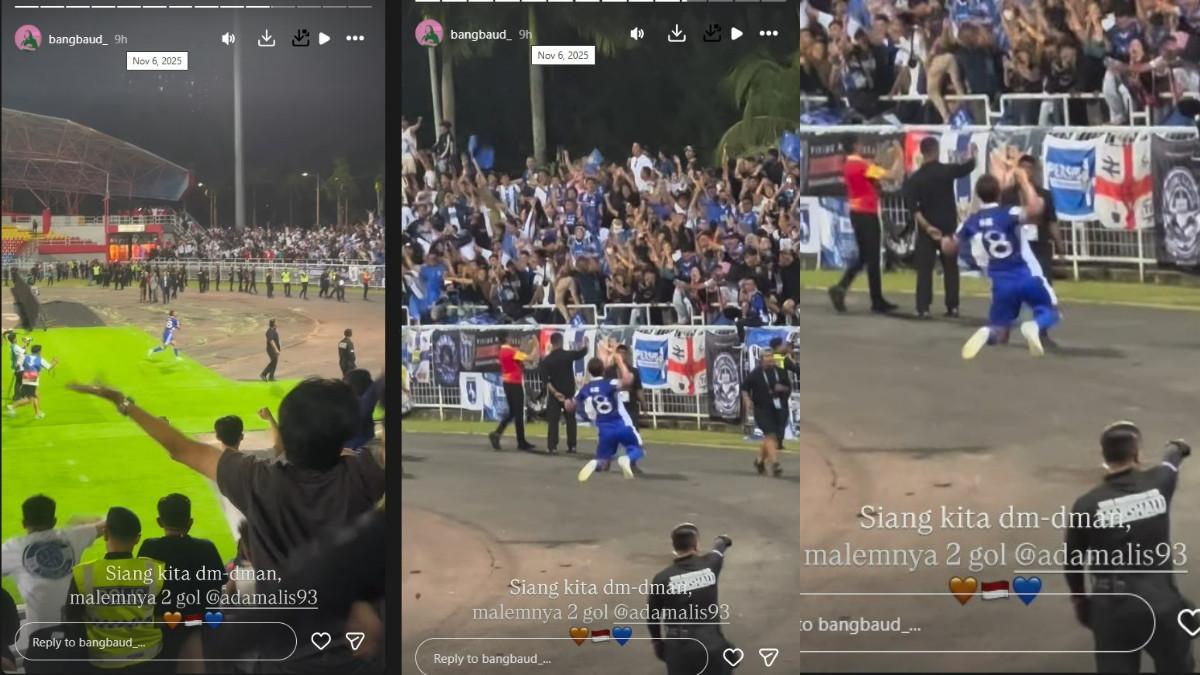 PERSIB BANDUNG - Momen konten kreator dan komedian sekaligus pendukung Persija Jakarta, The Jakmania bernama Bang Baud ikut terharu setelah saksikan Adam Alis cetak gol dramatis untuk Persib Bandung dalam laga kontra Selangor FC, Kamis, 6 November 2025.