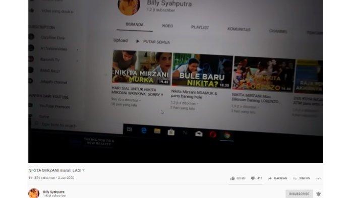 Billy Syahputra menunjukkan konten yang ia buat saat berkolaborasi dengan Nikita Mirzani pada 30 November 2019 lalu. 