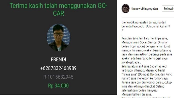 Sadar Barangnya Ketinggalan, Penumpang Ini Dibuat Kagum dengan Kelakuan Driver Taksi Online