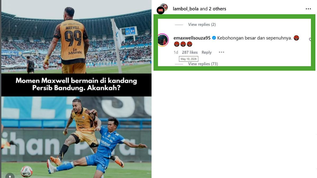 Striker Persija Jakarta, Maxwell Souza bantah rumor dirinya gabung Persib Bandung.