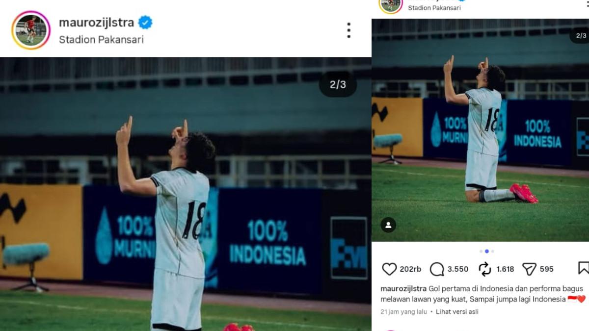 PROFIL- Celebrasi  @mouozijstra  gol pertama di Indonesia diakses pada akun instagram @mouozijstra Selasa (18/11/25), diakses pada Rabu (19/11/25).
