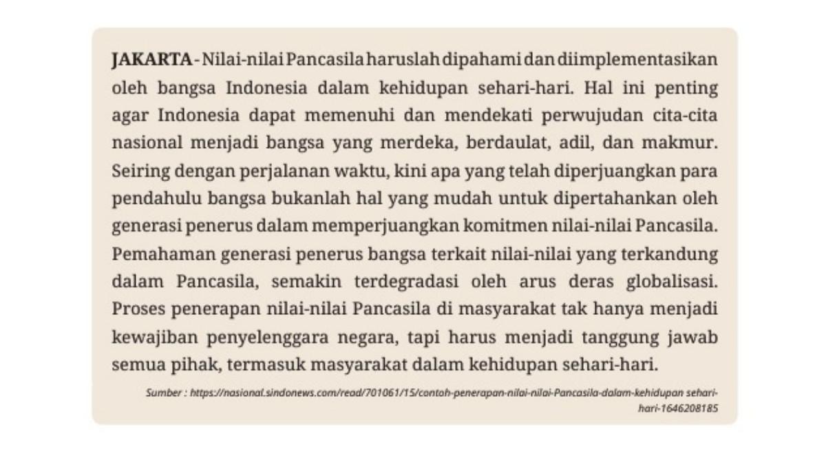 KUNCI JAWABAN-Gambar soal  Uji kompetensi Bab 2 Pendidikan Pancasila Halaman 61.Soal nomor 1.