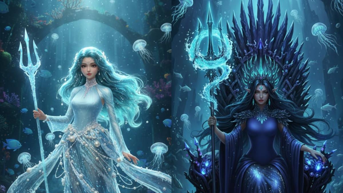 PROMPT FOTO GEMINI AI-Gambar ilustrasi hasil prompt foto gemin AI tema (Ratu Ombak Mutiara  Nerissa of the Tides) dan Penguasa Samudra Dalam (Nerissa the Abyssal Queen),dibuat dengan bantuan AI ( gemini ), diolah oleh TribunWow.com pada Kamis (23/10/25).Ubah Dirimu Jadi Ratu Laut dengan Prompt Gemini AI Bertema Nerissa, Sang Penguasa Samudra.