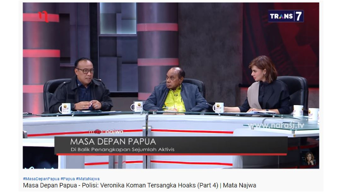 Di Mata Najwa, Polisi Beberkan Perilaku Veronica Koman yang Sebabkan Kerusuhan di Papua