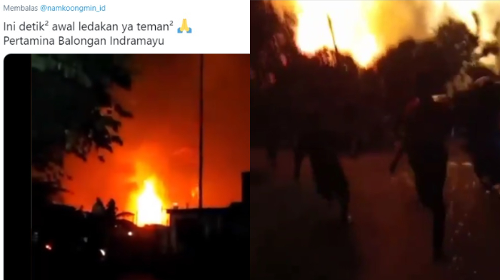 Video Detik-detik Awal Ledakan Kilang Minyak Balongan, Api Mengecil sebelum Dentuman, Warga Kaget