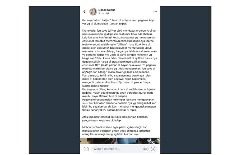 Nasib Pegawai Kedai Kopi yang Viral karena Lempar Susu Kemasan ke Driver Ojol Wanita