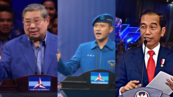 Kode Cantik Jokowi dengan SBY saat Persilakan AHY Mendampingi Tabuh Gong Usai Sambutan Rapimnas