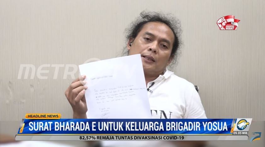 Isi Surat Bharada E untuk Keluarga Brigadir J yang Ditulis Dini Hari: Buat Keluarga Bang Yos