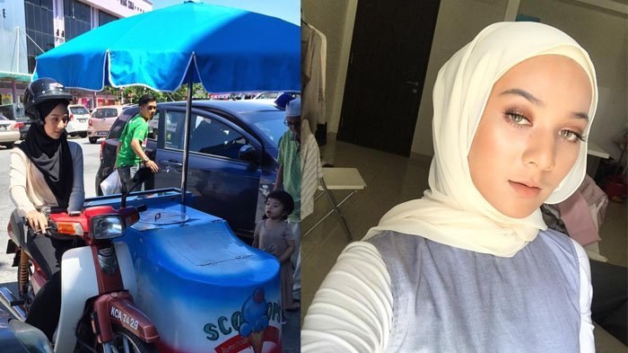 Adem Liatnya! Hijaber Cantik Ini Rela Jualan Es Krim Keliling Demi Membantu Ayah Tercinta!