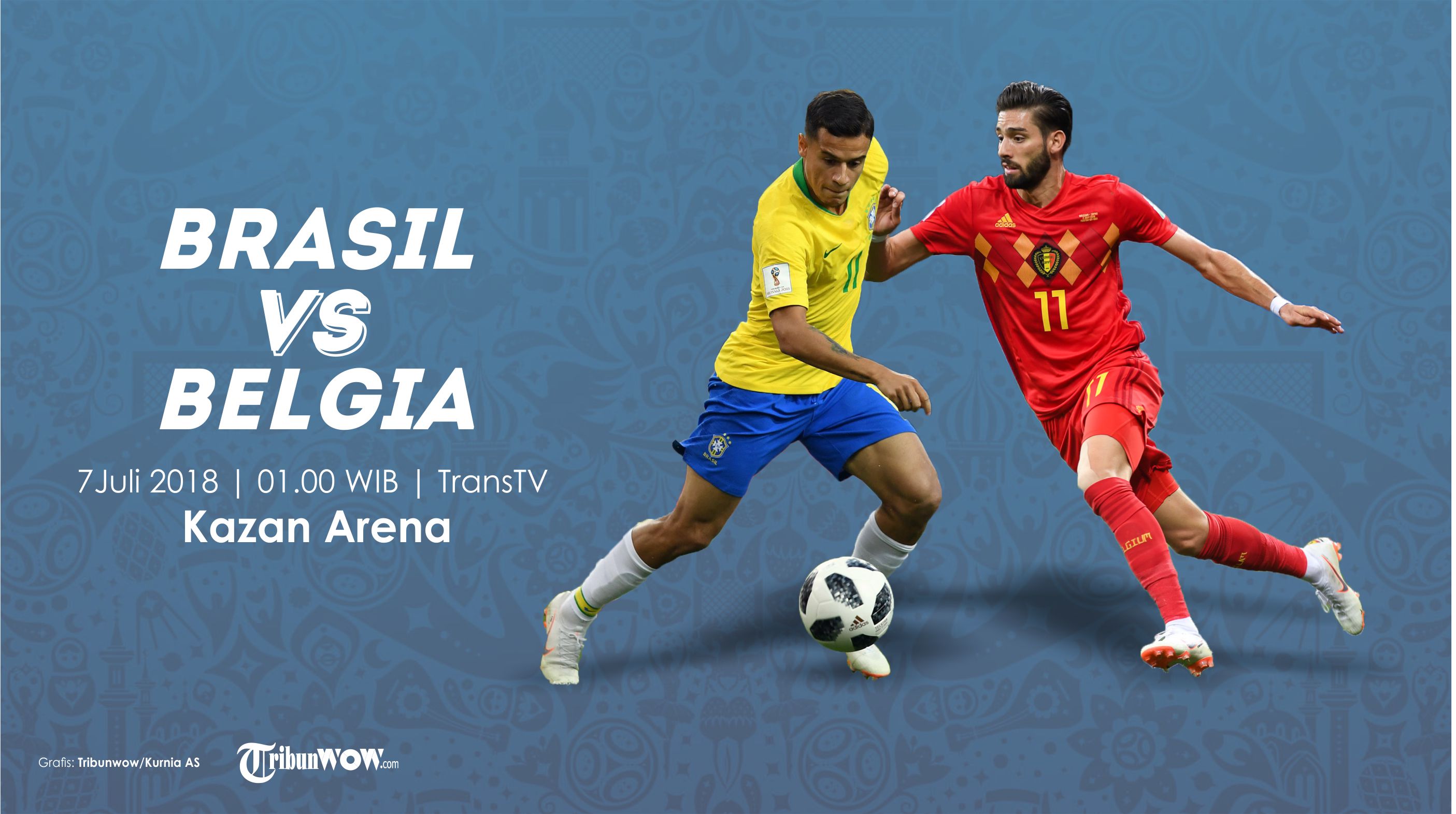 Jadwal Live dan Prediksi Pertandingan Piala Dunia 2018 antara Brasil Vs Belgia