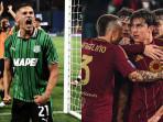 Foto-pemain-Sassuolo-sedang-selebrasi-kiri-dan-foto-pemain-AS-Roma-sedang-selebrasi-kanan.jpg
